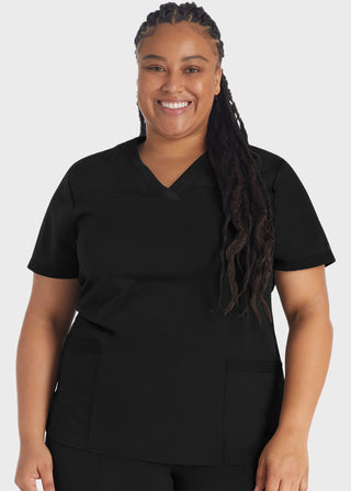 Dickies Balance Women's V-Neck Top With Rib Knit Panels