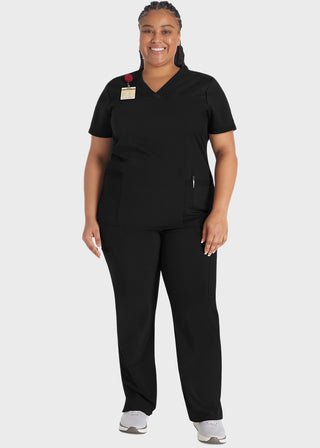 Dickies Balance Women's V-Neck Top With Rib Knit Panels