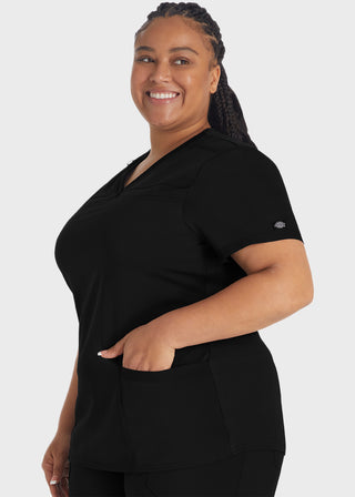 Dickies Balance Women's V-Neck Top With Rib Knit Panels