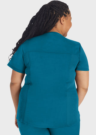 Dickies Balance Women's V-Neck Top With Rib Knit Panels