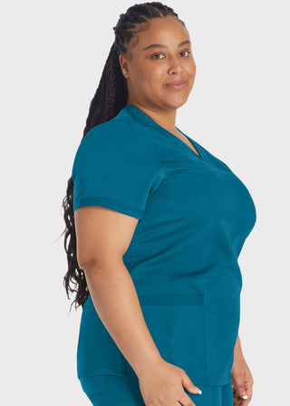 Dickies Balance Women's V-Neck Top With Rib Knit Panels