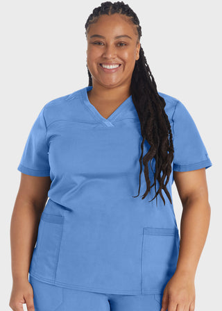 Dickies Balance Women's V-Neck Top With Rib Knit Panels