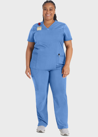 Dickies Balance Women's V-Neck Top With Rib Knit Panels