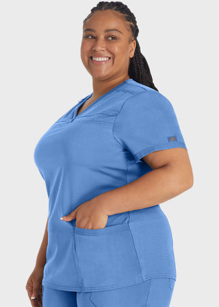 Dickies Balance Women's V-Neck Top With Rib Knit Panels