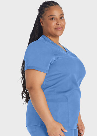 Dickies Balance Women's V-Neck Top With Rib Knit Panels