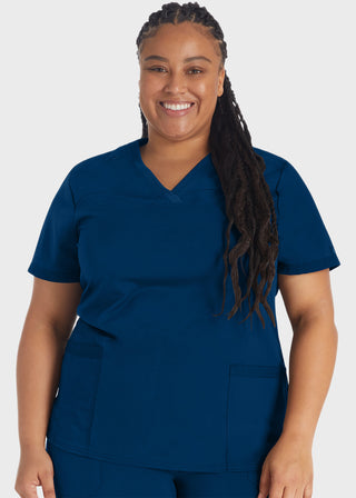 Dickies Balance Women's V-Neck Top With Rib Knit Panels