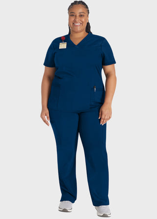 Dickies Balance Women's V-Neck Top With Rib Knit Panels