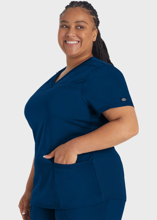 Dickies Balance Women's V-Neck Top With Rib Knit Panels