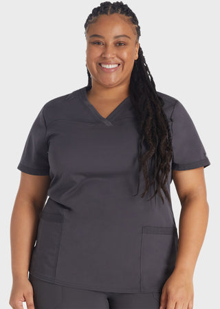 Dickies Balance Women's V-Neck Top With Rib Knit Panels