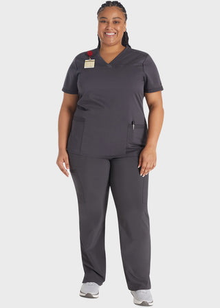 Dickies Balance Women's V-Neck Top With Rib Knit Panels