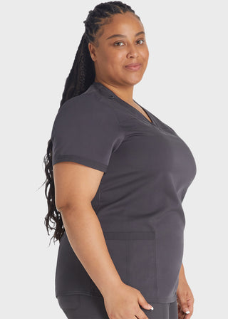 Dickies Balance Women's V-Neck Top With Rib Knit Panels