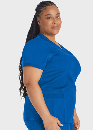 Dickies Balance Women's V-Neck Top With Rib Knit Panels