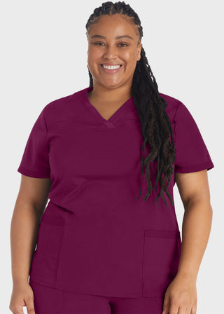 Dickies Balance Women's V-Neck Top With Rib Knit Panels