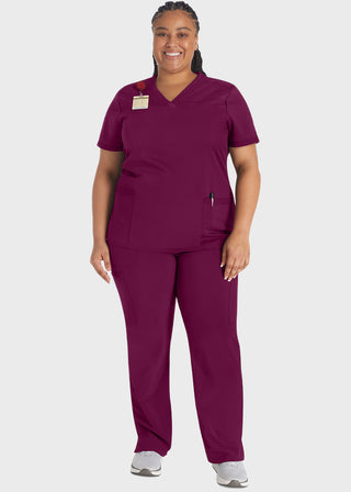 Dickies Balance Women's V-Neck Top With Rib Knit Panels