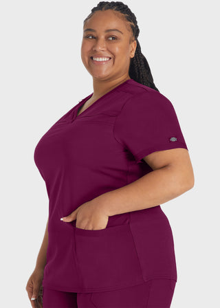 Dickies Balance Women's V-Neck Top With Rib Knit Panels