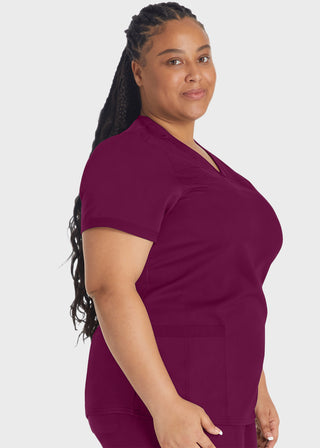 Dickies Balance Women's V-Neck Top With Rib Knit Panels