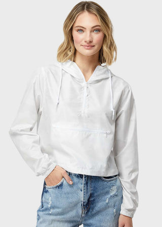 Independent Trading Co Women's Lightweight Quarter-Zip Pullover Crop Windbreaker