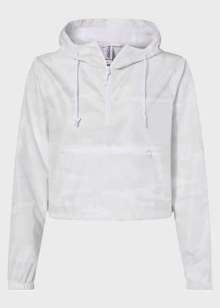 Independent Trading Co Women's Lightweight Quarter-Zip Pullover Crop Windbreaker