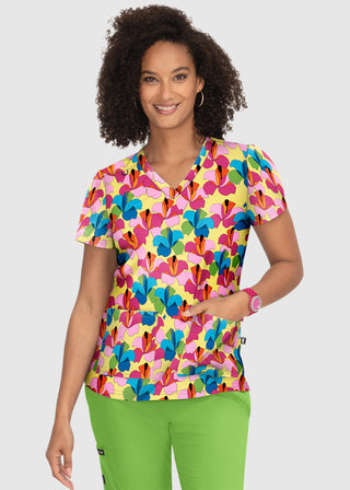 Koi French Bull by koi Lulu Women's Bora Bora Print Scrub Top