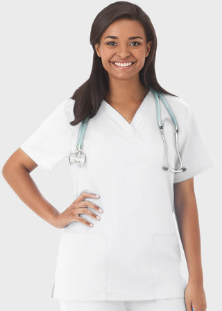 White Swan Fundamentals Women's Two Pockets Solid Scrub Top