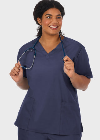 White Swan Fundamentals Women's Two Pockets Solid Scrub Top