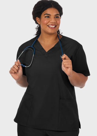 White Swan Fundamentals Women's Two Pockets Solid Scrub Top