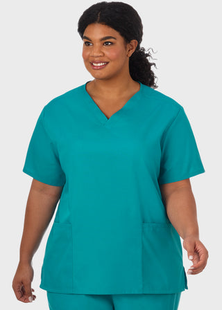 White Swan Fundamentals Women's Two Pockets Solid Scrub Top