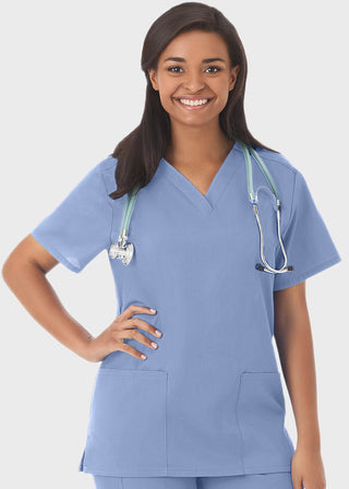 White Swan Fundamentals Women's Two Pockets Solid Scrub Top