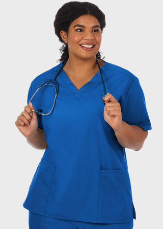 White Swan Fundamentals Women's Two Pockets Solid Scrub Top