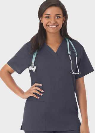 White Swan Fundamentals Women's Two Pockets Solid Scrub Top