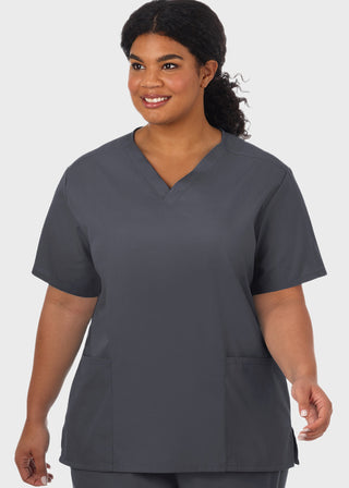 White Swan Fundamentals Women's Two Pockets Solid Scrub Top