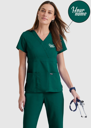 Free Embroidery Junior Fit Mock Wrap Nurse Scrub Top