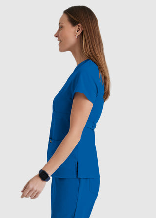 Free Embroidery Junior Fit Mock Wrap Nurse Scrub Top