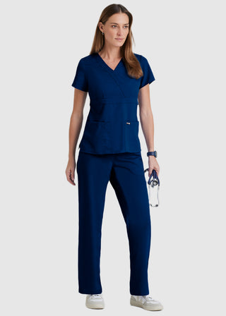 Free Embroidery Junior Fit Mock Wrap Nurse Scrub Top
