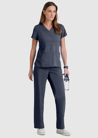 Free Embroidery Junior Fit Mock Wrap Nurse Scrub Top