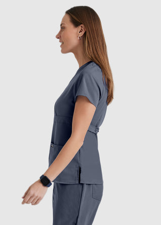 Free Embroidery Junior Fit Mock Wrap Nurse Scrub Top