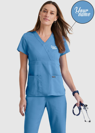 Free Embroidery Junior Fit Mock Wrap Nurse Scrub Top