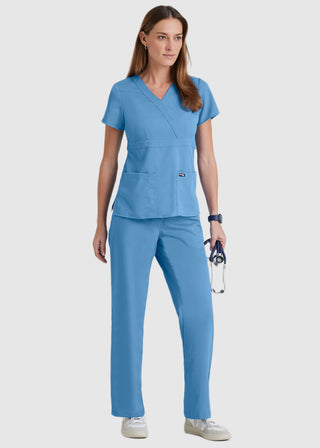 Free Embroidery Junior Fit Mock Wrap Nurse Scrub Top