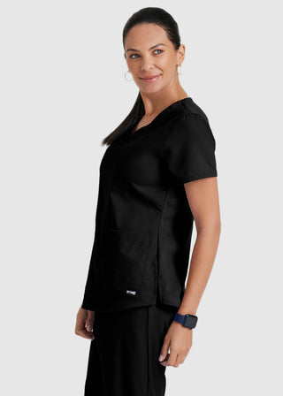 Greys Anatomy Women's Two Pocket V-Neck Shirred Back Scrub Top