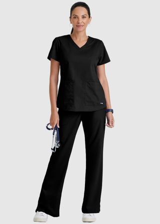 Greys Anatomy Women's Two Pocket V-Neck Shirred Back Scrub Top