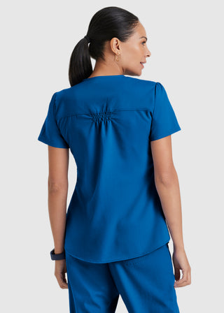 Greys Anatomy Women's Two Pocket V-Neck Shirred Back Scrub Top