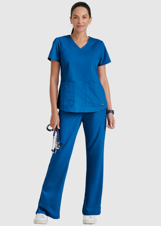 Greys Anatomy Women's Two Pocket V-Neck Shirred Back Scrub Top