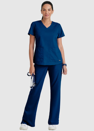 Greys Anatomy Women's Two Pocket V-Neck Shirred Back Scrub Top