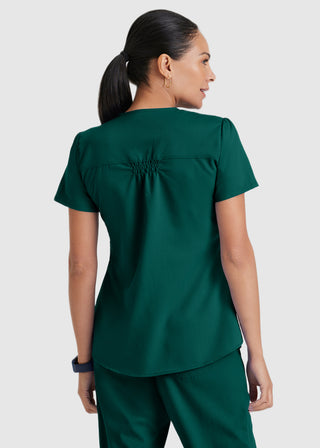 Greys Anatomy Women's Two Pocket V-Neck Shirred Back Scrub Top