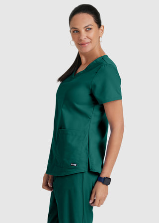 Greys Anatomy Women's Two Pocket V-Neck Shirred Back Scrub Top