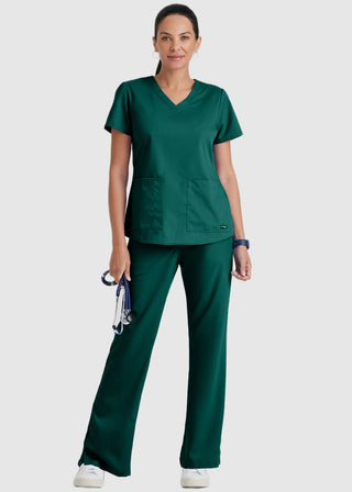 Greys Anatomy Women's Two Pocket V-Neck Shirred Back Scrub Top