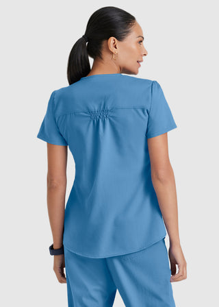 Greys Anatomy Women's Two Pocket V-Neck Shirred Back Scrub Top