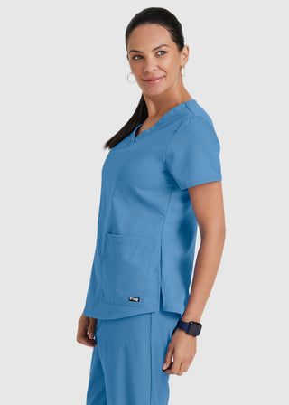 Greys Anatomy Women's Two Pocket V-Neck Shirred Back Scrub Top