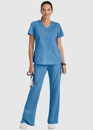 Greys Anatomy Women's Two Pocket V-Neck Shirred Back Scrub Top