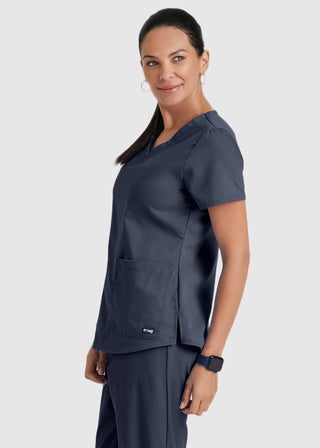 Greys Anatomy Women's Two Pocket V-Neck Shirred Back Scrub Top